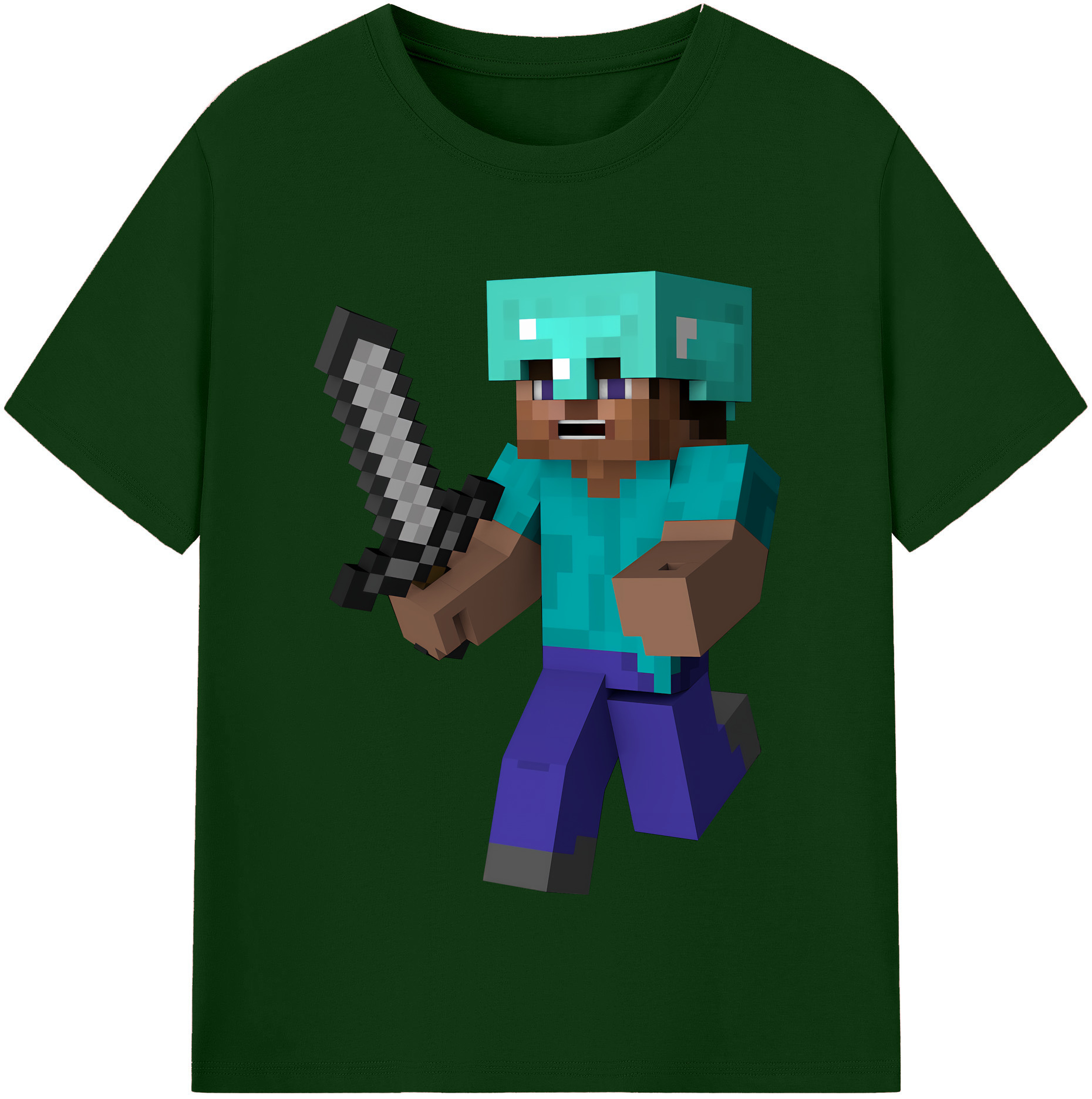 （画像用） マインクラフト ブロックの世界 Minecraft MC Block world 綿100％半袖Tシャツ（フロントプリント）